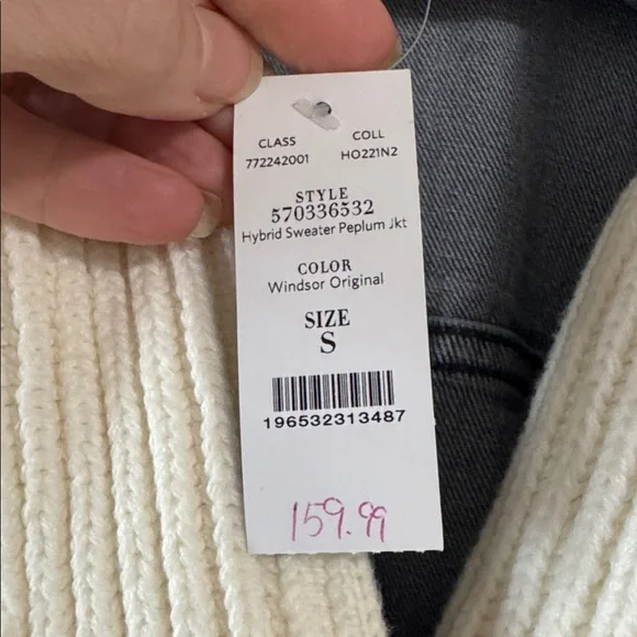 White House Black Market Denim Jacket with Cream Accents - Picture 2 of 2